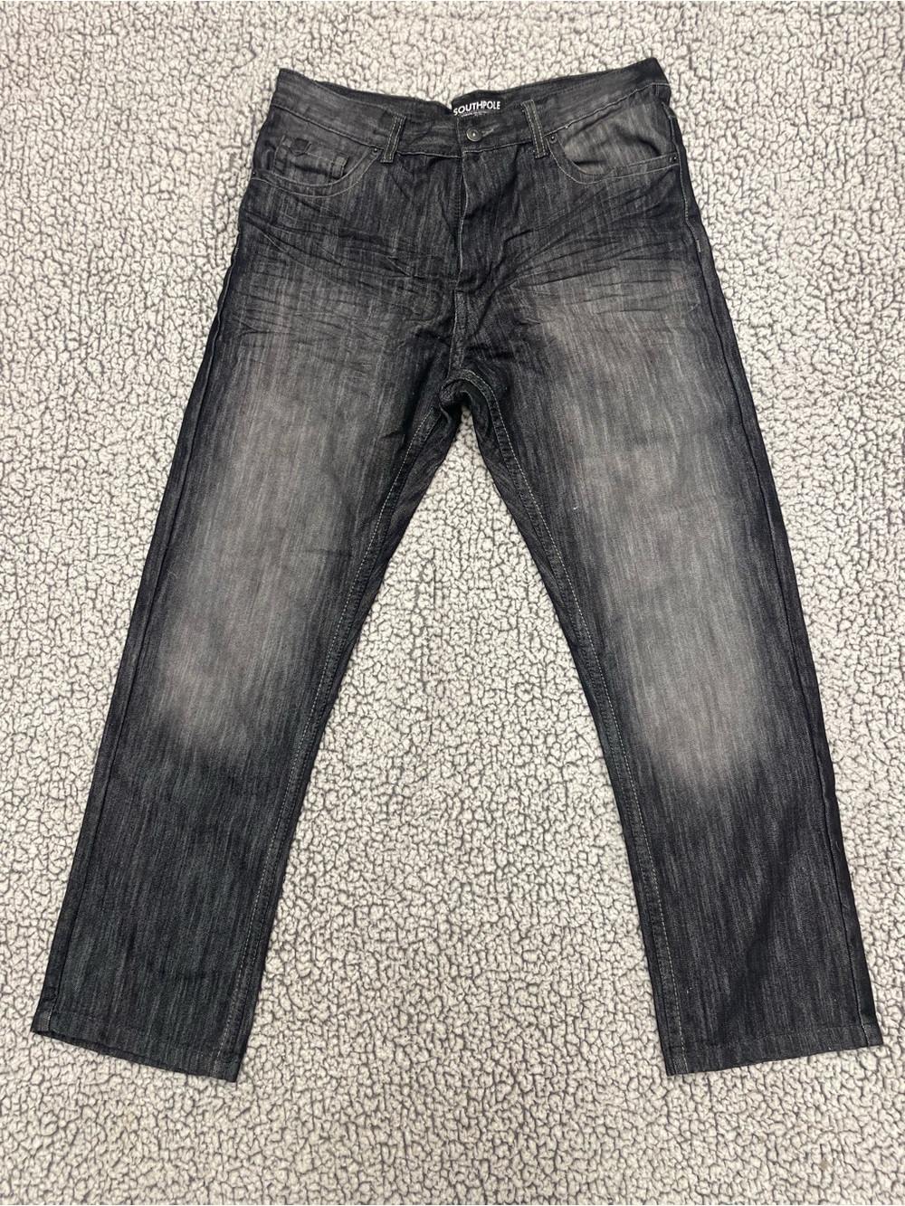 Vintage Y2K Southpole Men’s Baggy Jeans 34 Washed Black Faded Denim